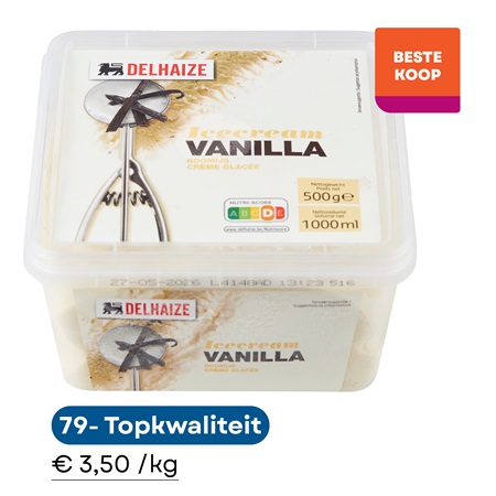 beste vanille ijs Delhaize ijsroom